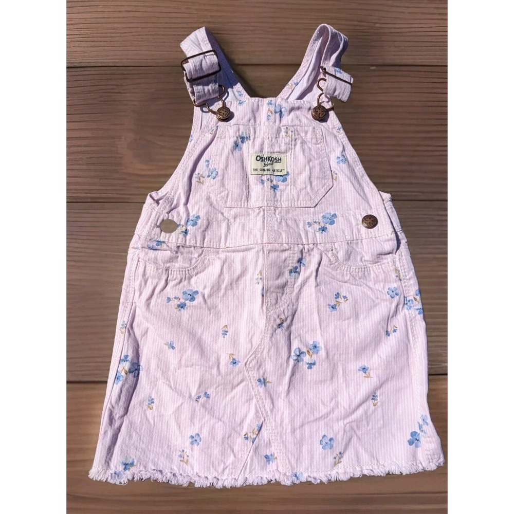 Vestbak Oshkosh B'Gosh Overall Skirt 18 Months Pink White Pinstripe Girls Flower